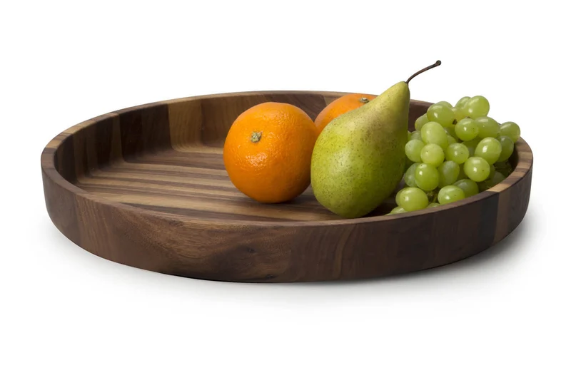 Plateau de service rond Continenta en noyer Ø38x5,4cm