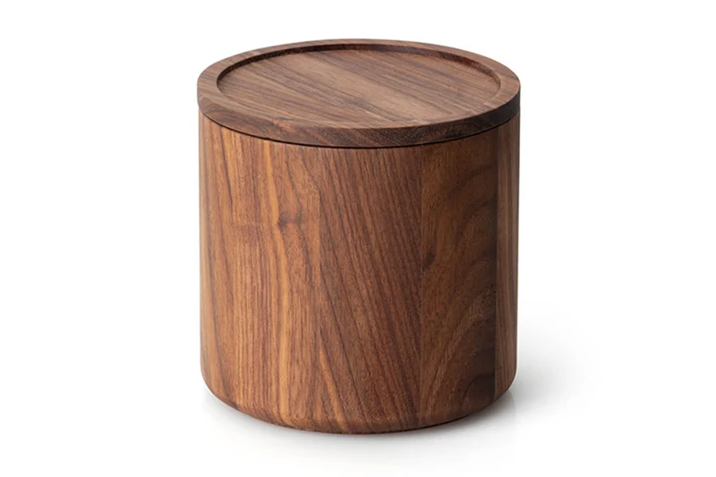 Boîte de conservation ronde Continenta en bois de noyer Ø13x13cm