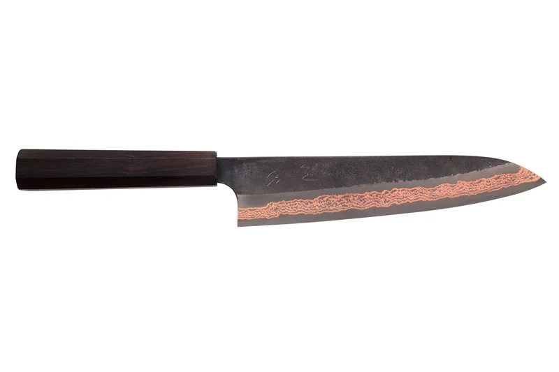 Couteau de chef 23cm japonais artisanal Hatsukokoro Yorokobi Kurouchi Damas