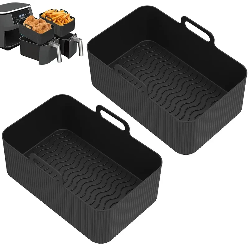 Moule Silicone Air Fryer Rectangulaire Réutilisable - Lot de 2 Pièces