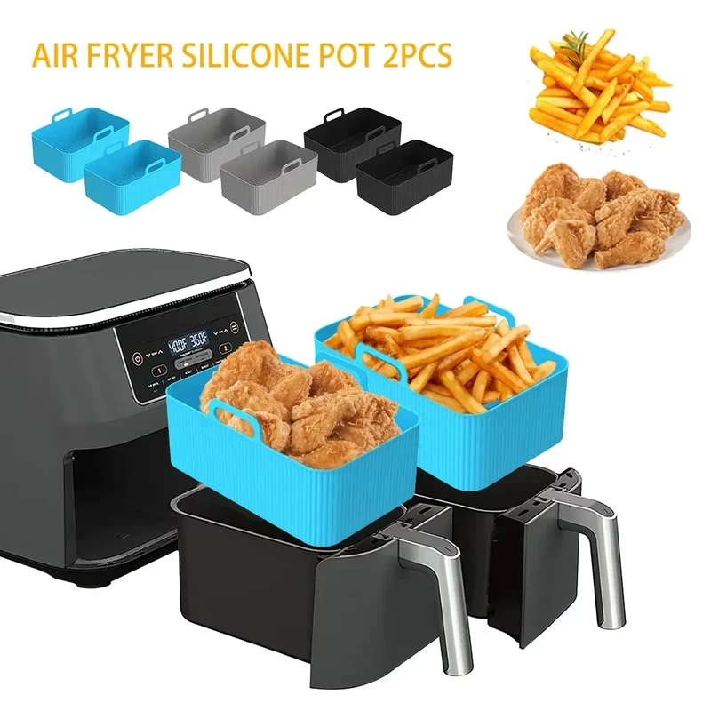 Moule Silicone Air Fryer Rectangulaire Réutilisable - Lot de 2 Pièces