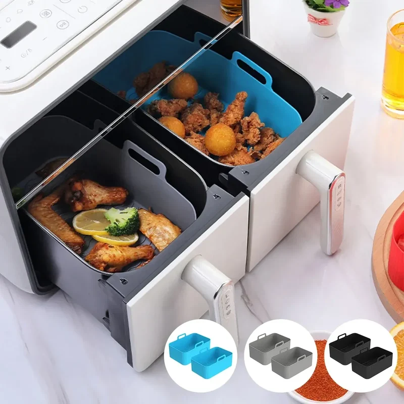 Moule Silicone Air Fryer Rectangulaire Réutilisable - Lot de 2 Pièces