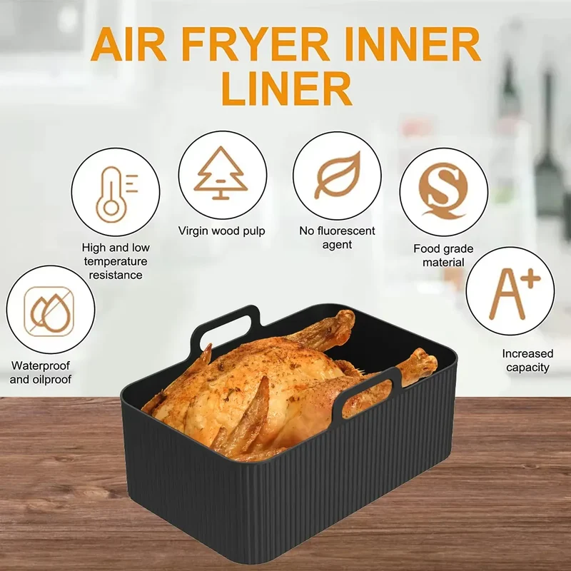Moule Silicone Air Fryer Rectangulaire Réutilisable - Lot de 2 Pièces
