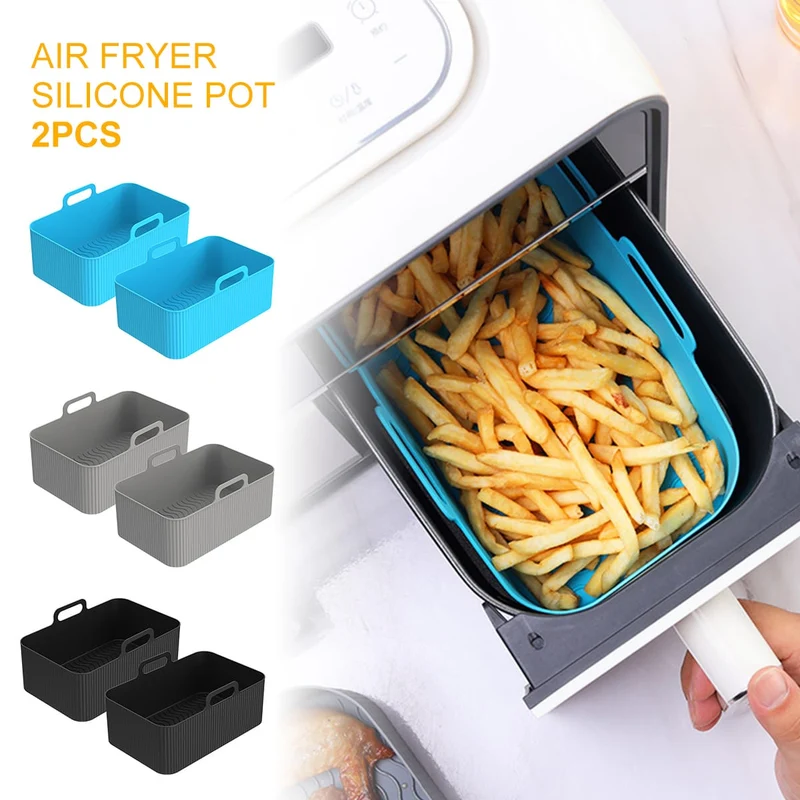 Moule Silicone Air Fryer Rectangulaire Réutilisable - Lot de 2 Pièces