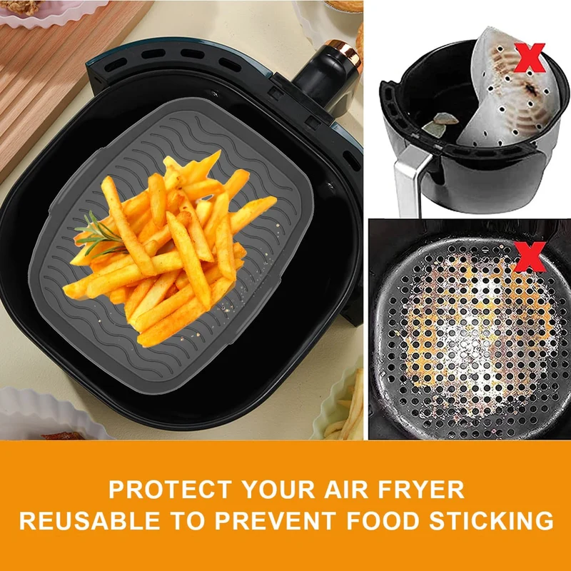 Moule Silicone Air Fryer Rectangulaire Réutilisable - Lot de 2 Pièces