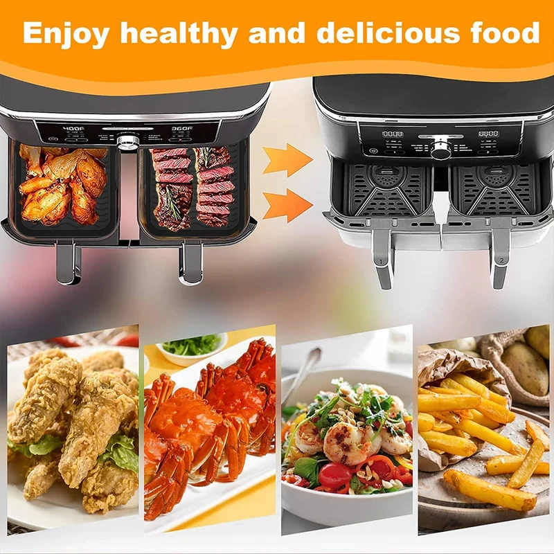 Moule Silicone Air Fryer Rectangulaire Réutilisable - Lot de 2 Pièces