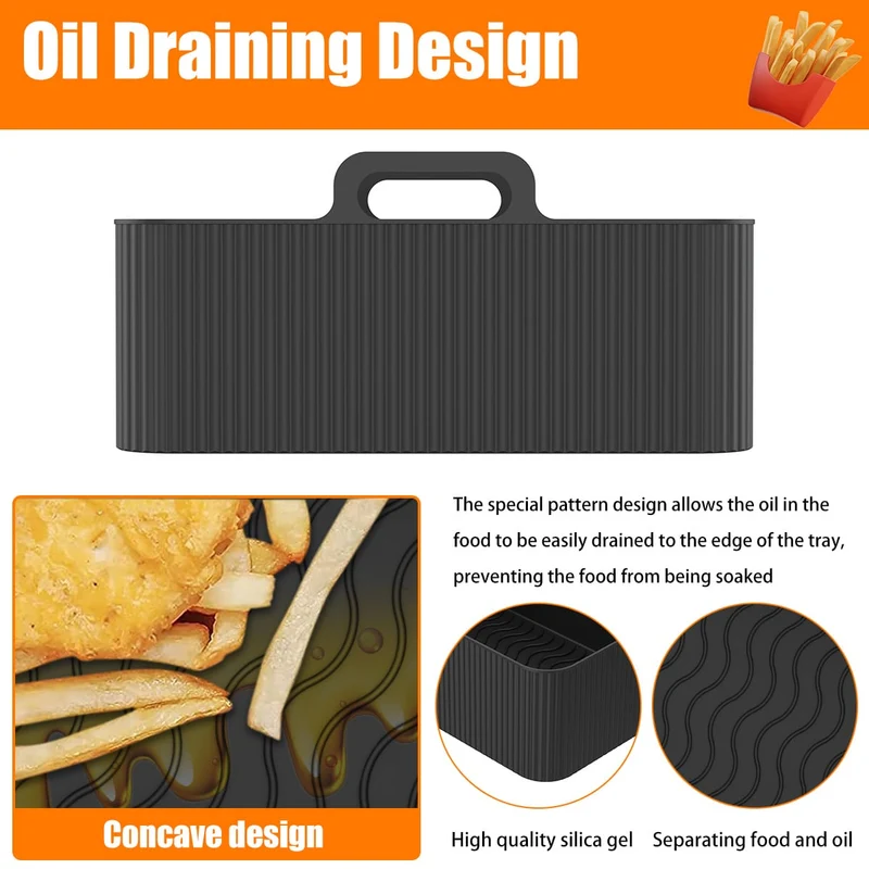 Moule Silicone Air Fryer Rectangulaire Réutilisable - Lot de 2 Pièces