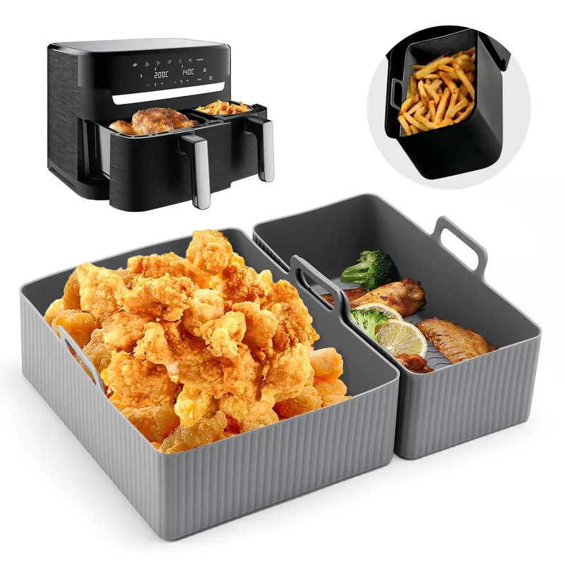 Moule Silicone Air Fryer Réutilisable Lot de 2 Pièces Rectangulaires