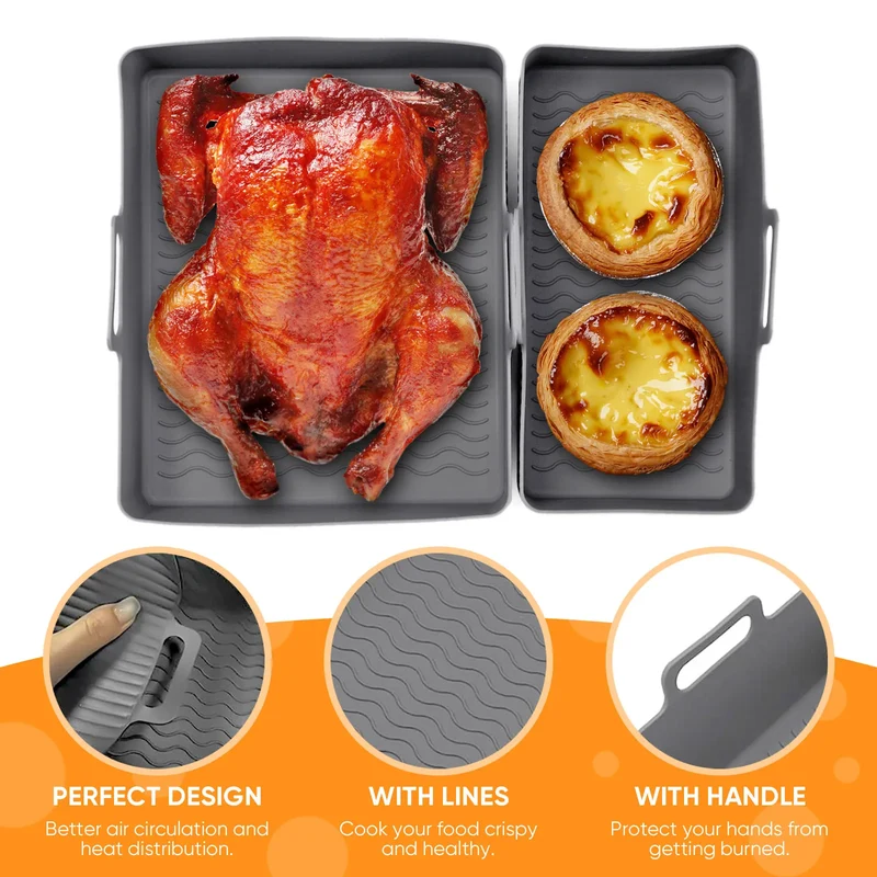 Moule Silicone Air Fryer Réutilisable Lot de 2 Pièces Rectangulaires
