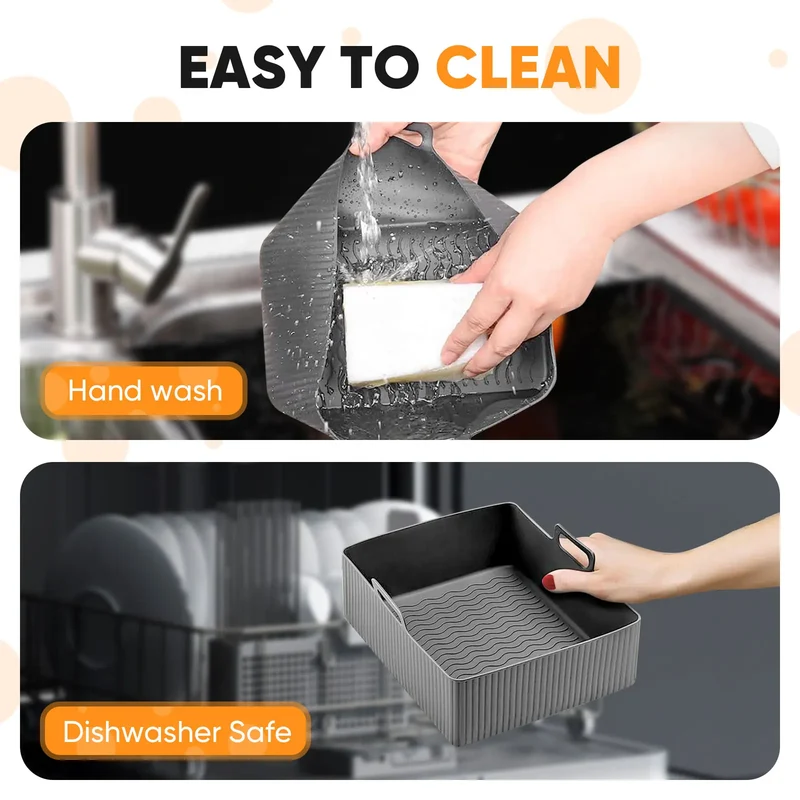 Moule Silicone Air Fryer Réutilisable Lot de 2 Pièces Rectangulaires