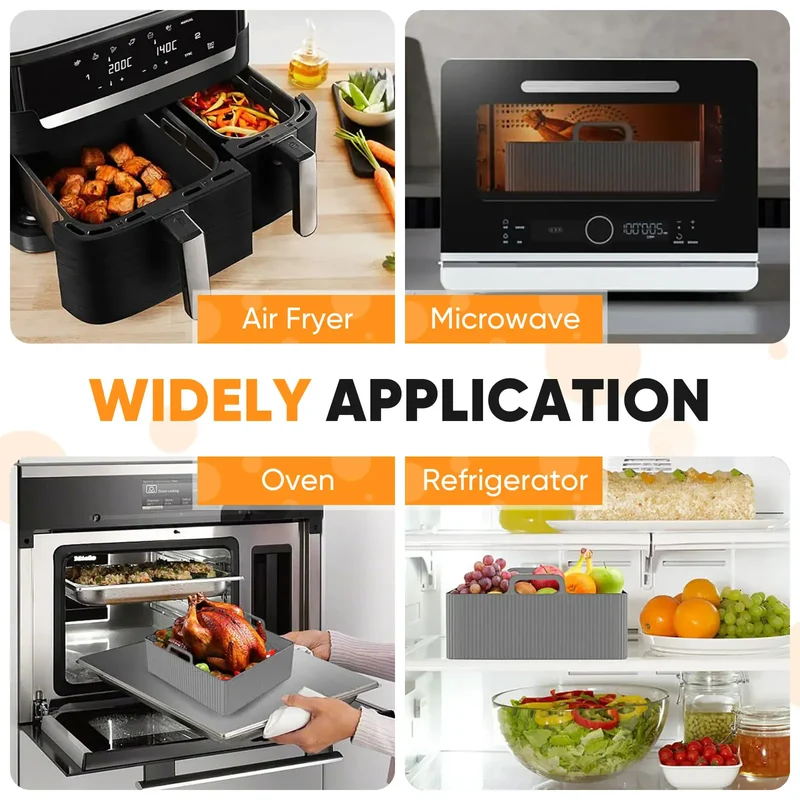 Moule Silicone Air Fryer Réutilisable Lot de 2 Pièces Rectangulaires