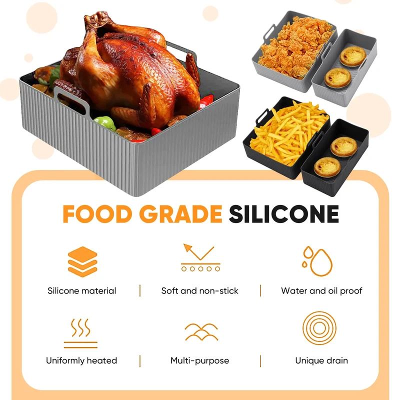 Moule Silicone Air Fryer Réutilisable Lot de 2 Pièces Rectangulaires