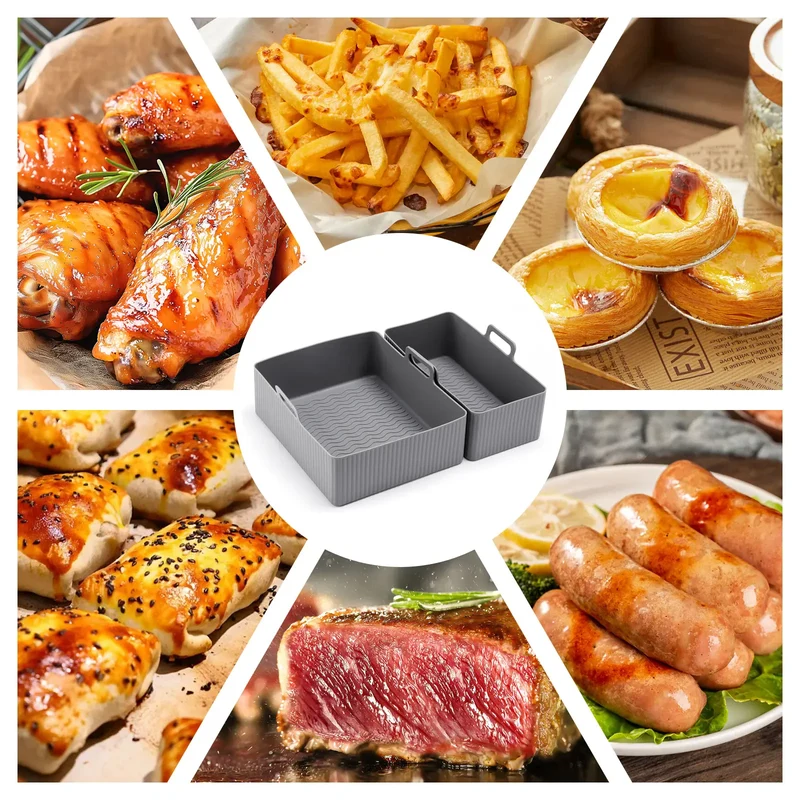Moule Silicone Air Fryer Réutilisable Lot de 2 Pièces Rectangulaires