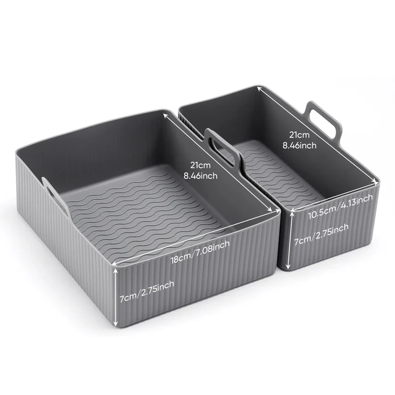 Moule Silicone Air Fryer Réutilisable Lot de 2 Pièces Rectangulaires