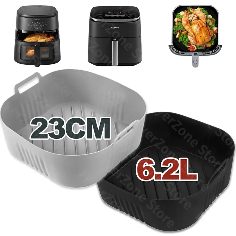 Moule Silicone Air Fryer Réutilisable Carré 23 cm pour 62L