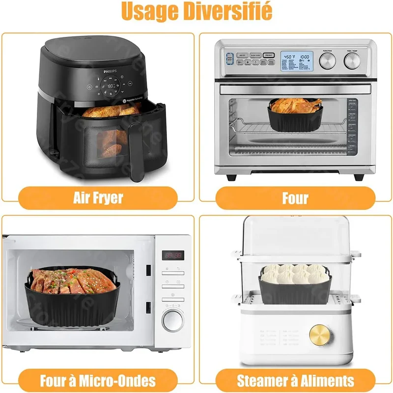 Moule Silicone Air Fryer Réutilisable Carré 23 cm pour 62L