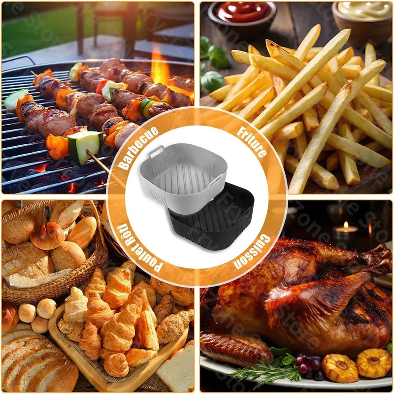 Moule Silicone Air Fryer Réutilisable Carré 23 cm pour 62L