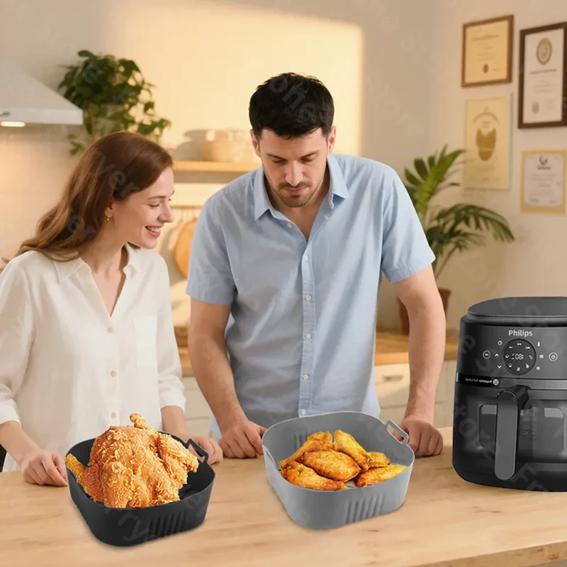 Moule Silicone Air Fryer Réutilisable Carré 23 cm pour 62L