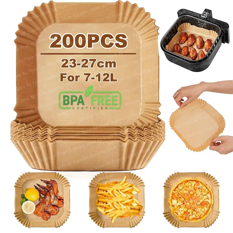 Papier Cuisson Air Fryer Jetable Carré 23 cm Lot de 200 Pièces