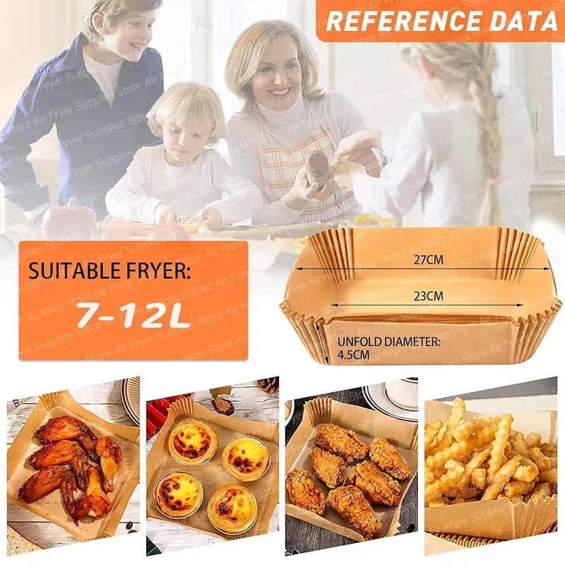 Papier Cuisson Air Fryer Jetable Carré 23 cm Lot de 200 Pièces