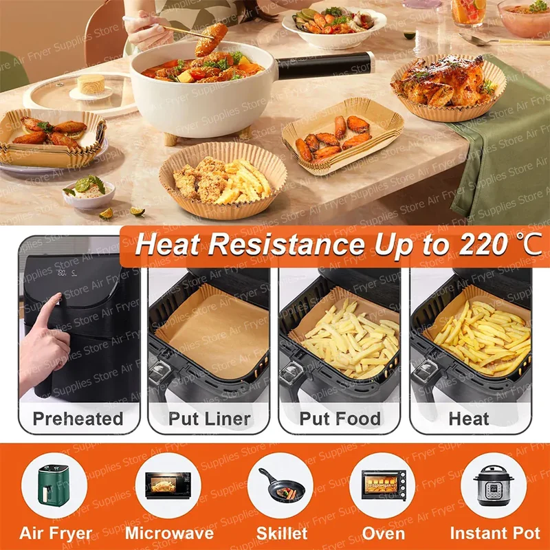 Papier Cuisson Air Fryer Jetable Carré 23 cm Lot de 200 Pièces