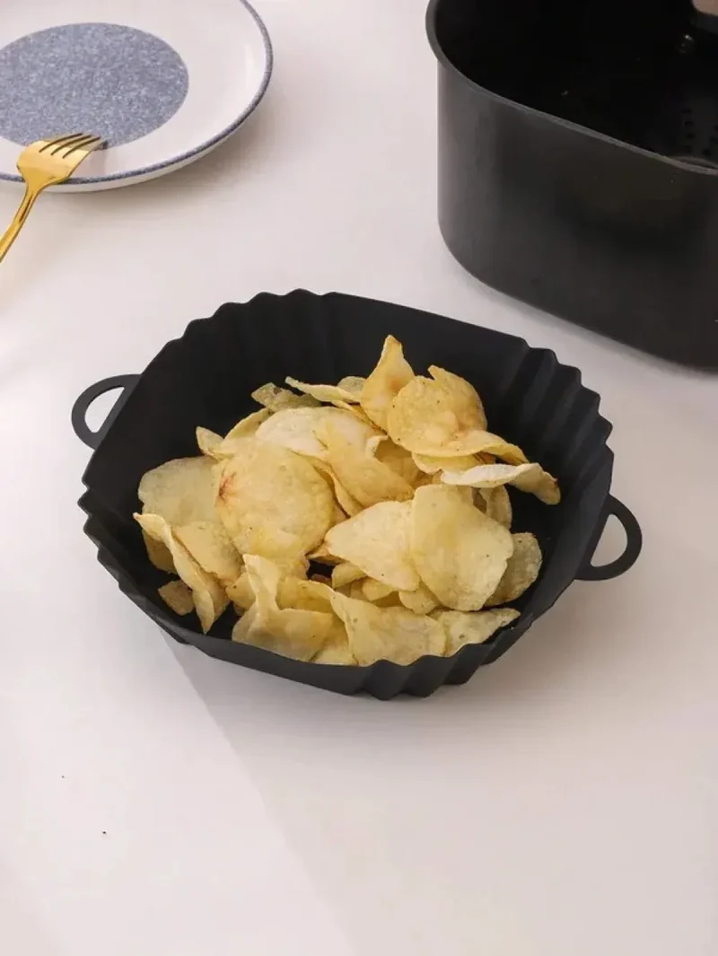 Moule Silicone Air Fryer Réutilisable Carré avec Poignées - 2 pièces