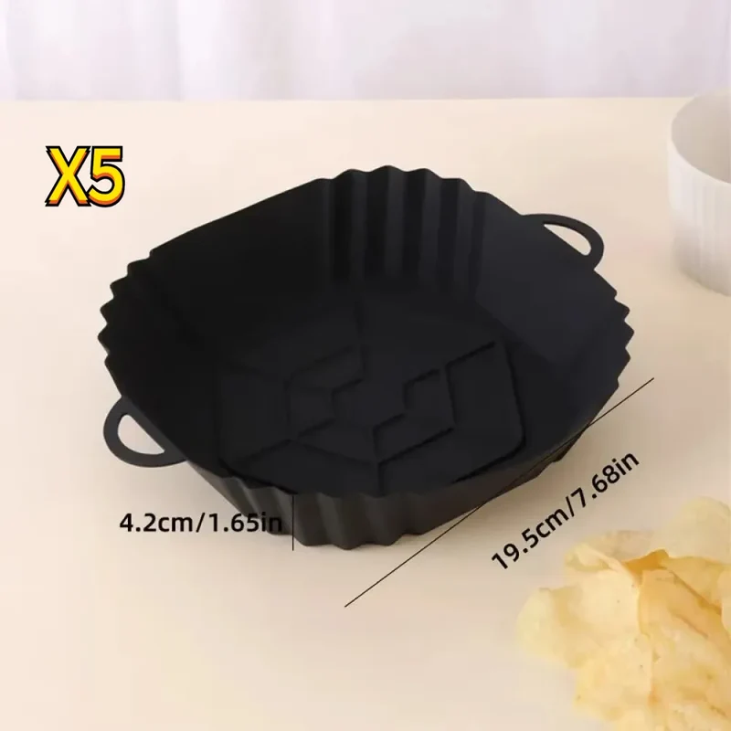 Moule Silicone Air Fryer Réutilisable Carré avec Poignées - 2 pièces