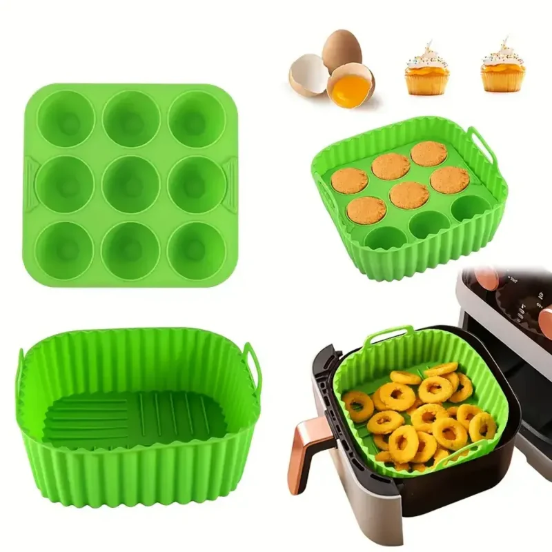 Moule Silicone Réutilisable Carré 2 Pièces pour Air Fryer