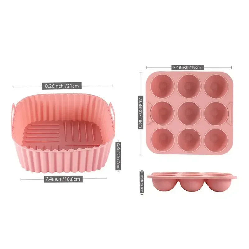 Moule Silicone Réutilisable Carré 2 Pièces pour Air Fryer