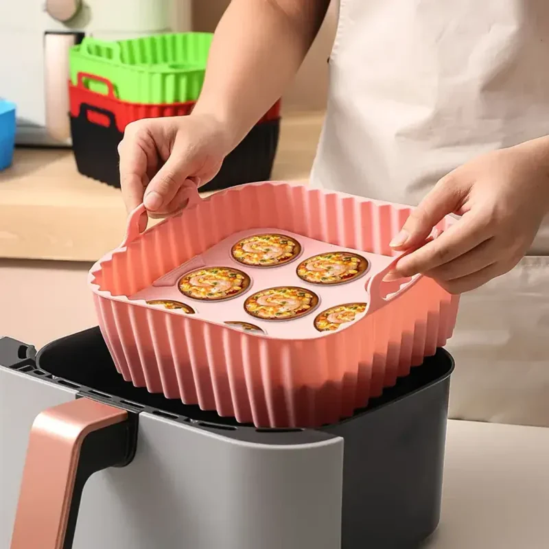 Moule Silicone Réutilisable Carré 2 Pièces pour Air Fryer