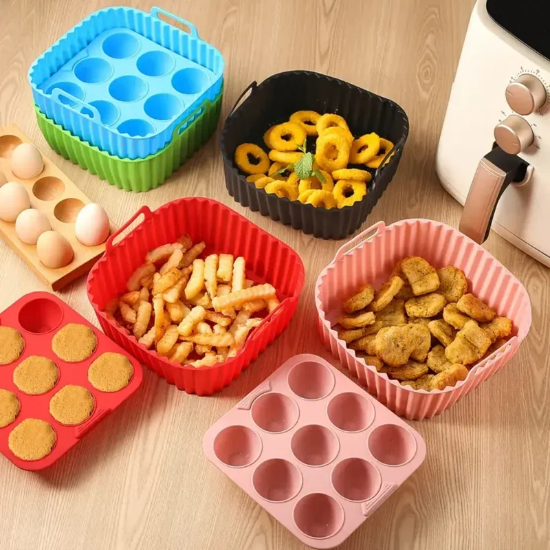 Moule Silicone Réutilisable Carré 2 Pièces pour Air Fryer