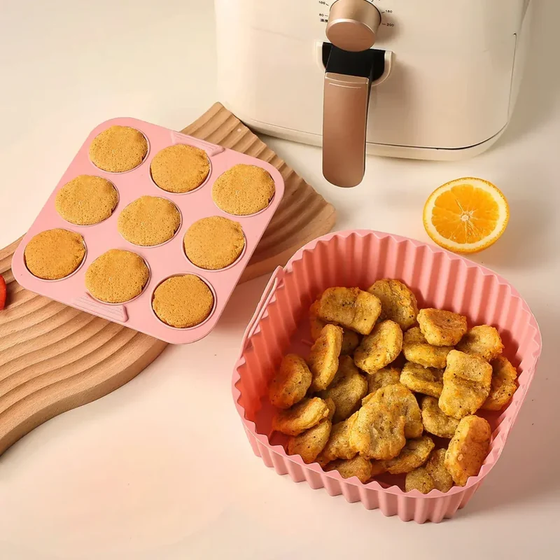 Moule Silicone Réutilisable Carré 2 Pièces pour Air Fryer