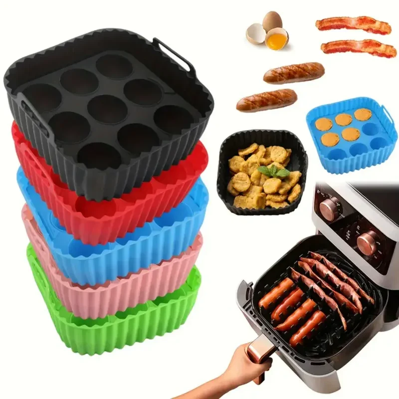 Moule Silicone Réutilisable Carré 2 Pièces pour Air Fryer