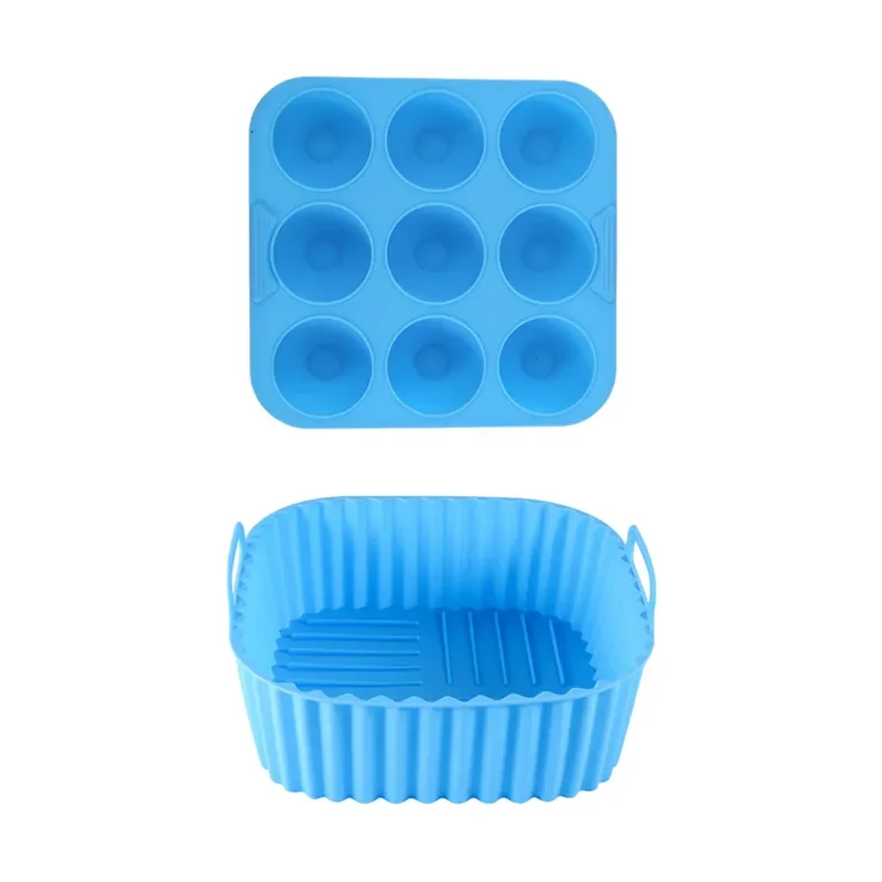 Moule Silicone Réutilisable Carré 2 Pièces pour Air Fryer