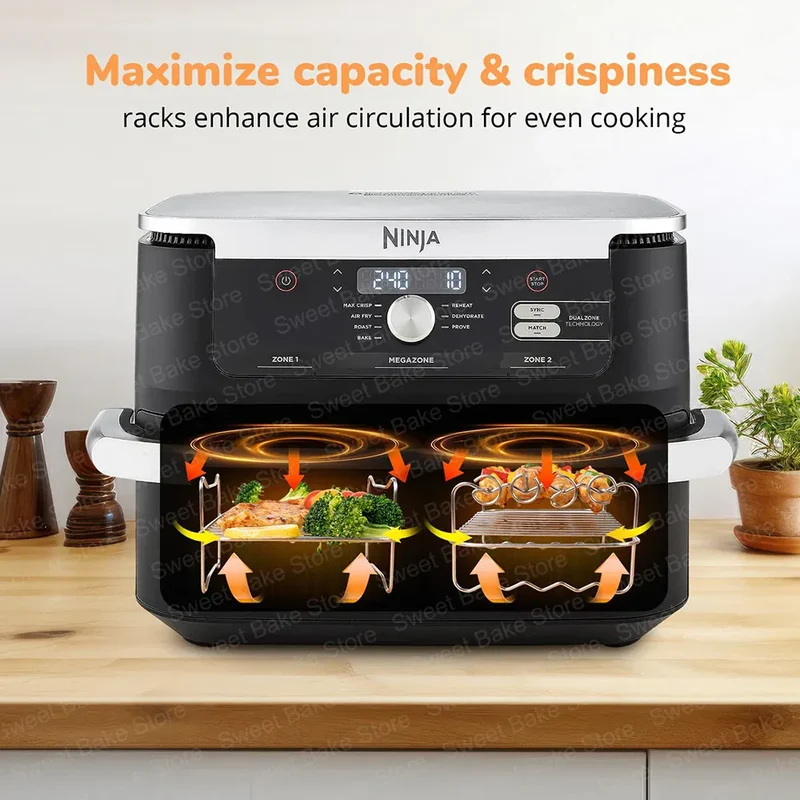 Grille Inox Air Fryer Lot de 2 Grilles et 4 Brochettes Ajustables