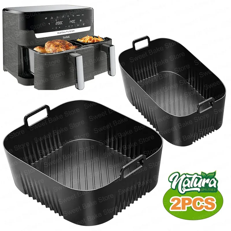 Moule Silicone Réutilisable Air Fryer Lot de 2 Carrés 25x25 cm