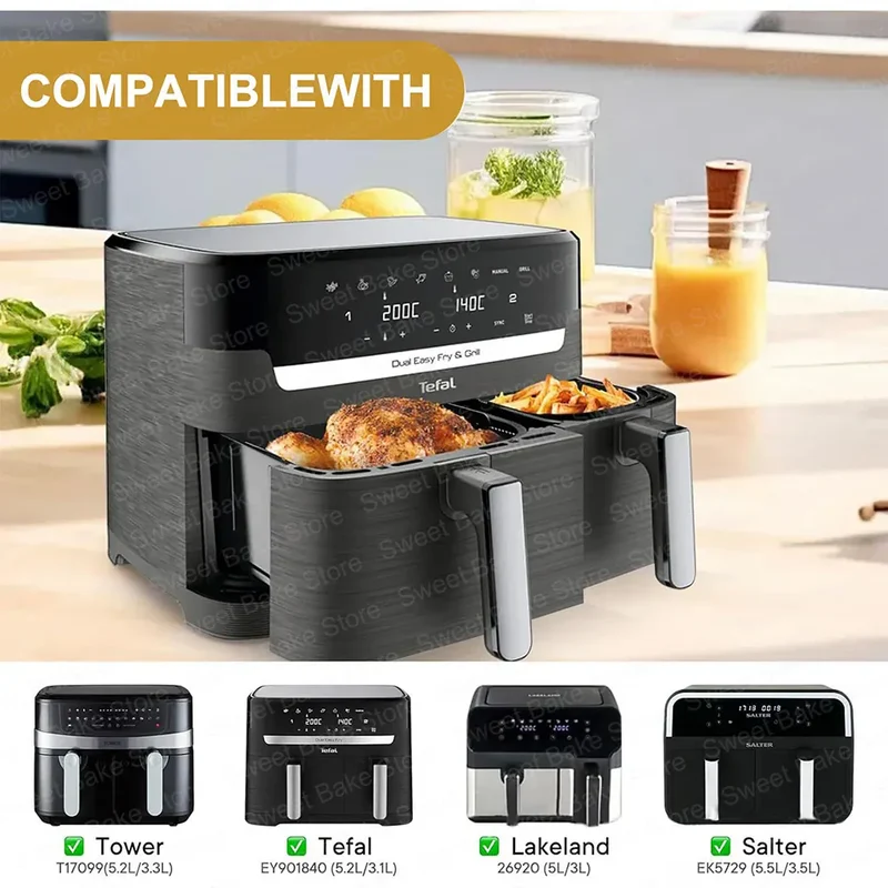 Moule Silicone Réutilisable Air Fryer Lot de 2 Carrés 25x25 cm