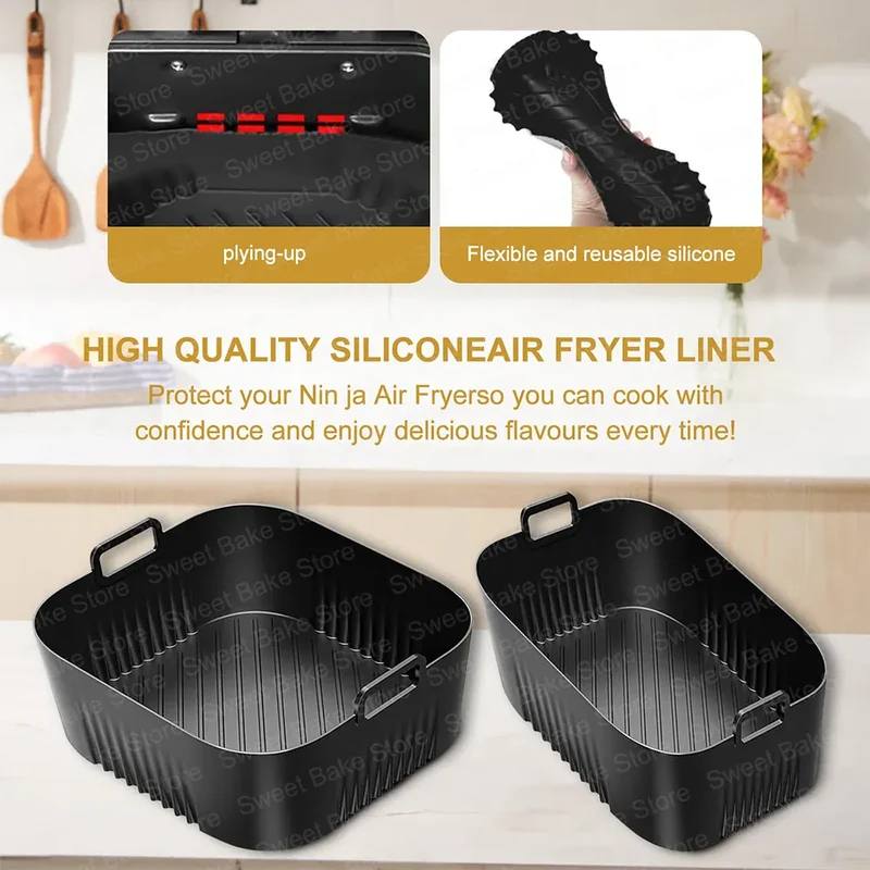 Moule Silicone Réutilisable Air Fryer Lot de 2 Carrés 25x25 cm