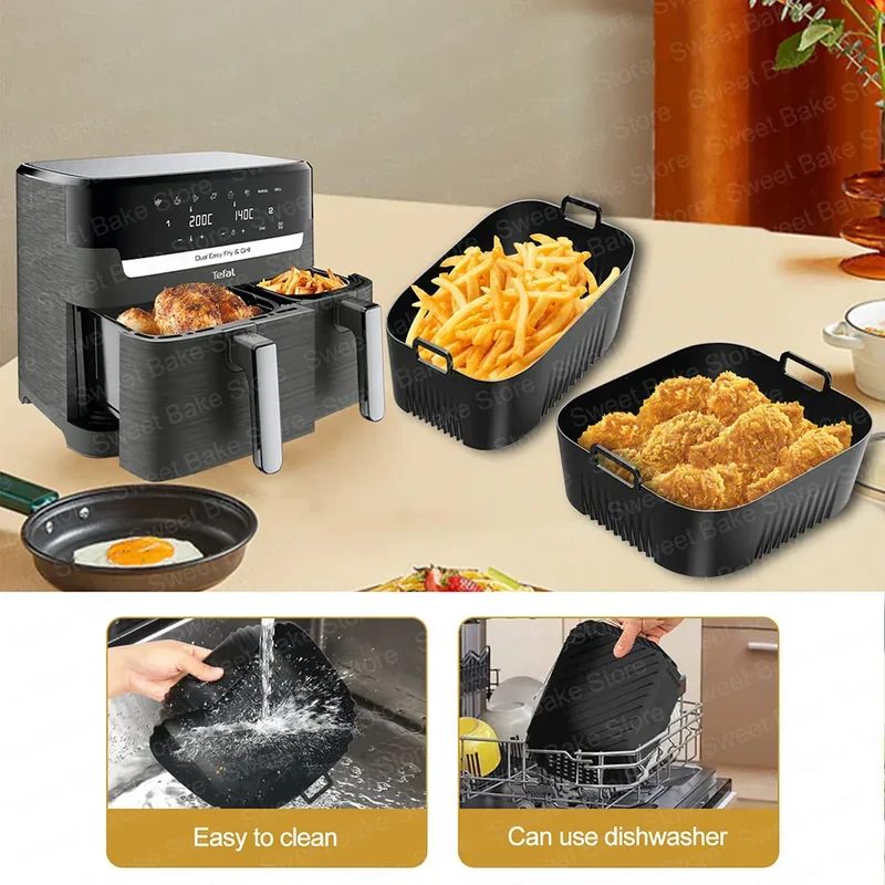 Moule Silicone Réutilisable Air Fryer Lot de 2 Carrés 25x25 cm