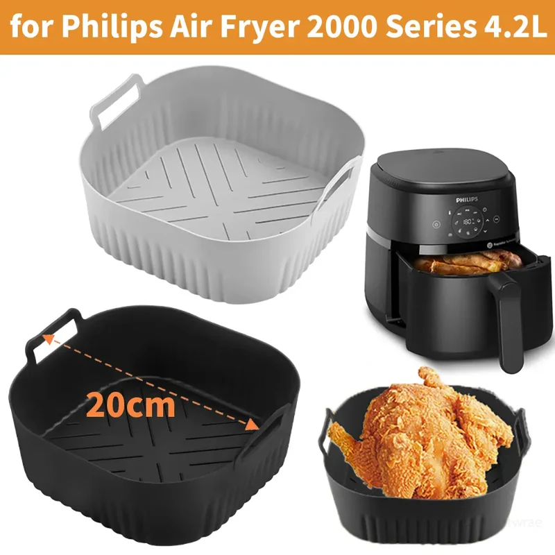 Moule Silicone Air Fryer Réutilisable 20cm Carré - Lot de 1