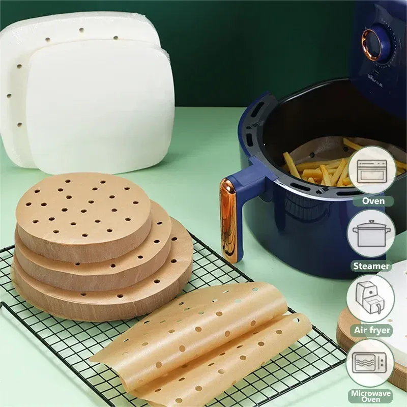 Papier Cuisson Air Fryer Jetable Antiadhésif Lot de 100 Pièces