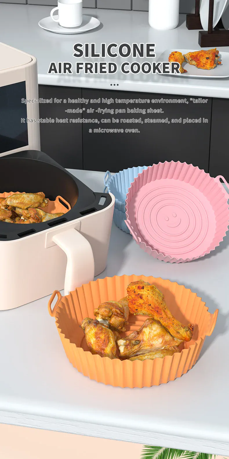 Moule Silicone Air Fryer Rond Réutilisable 25 cm - Lot de 1