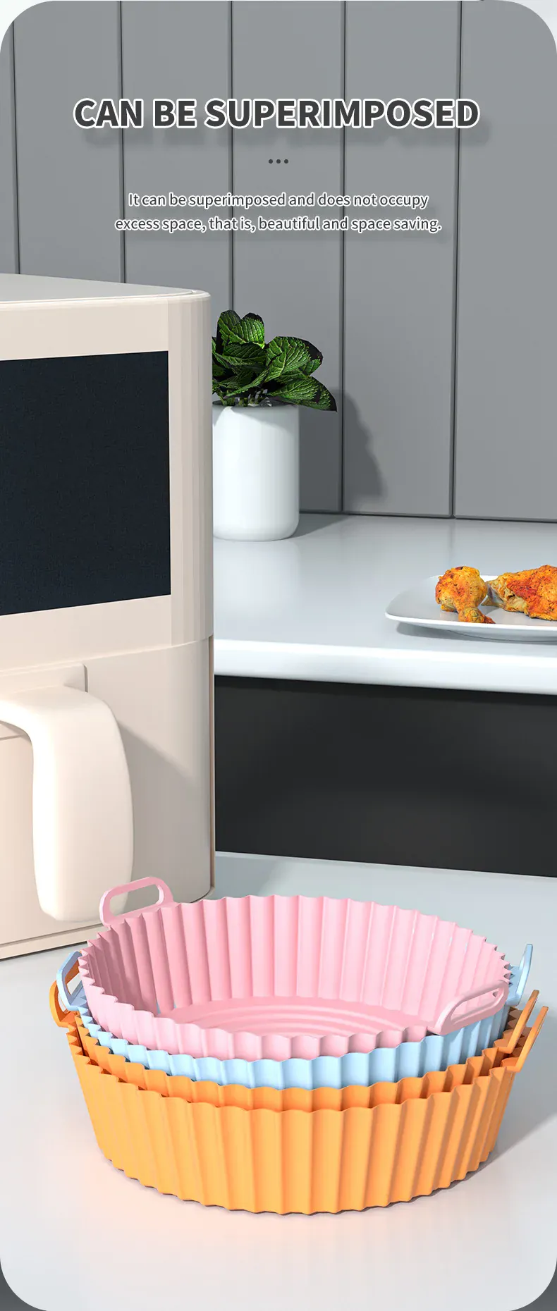 Moule Silicone Air Fryer Rond Réutilisable 25 cm - Lot de 1