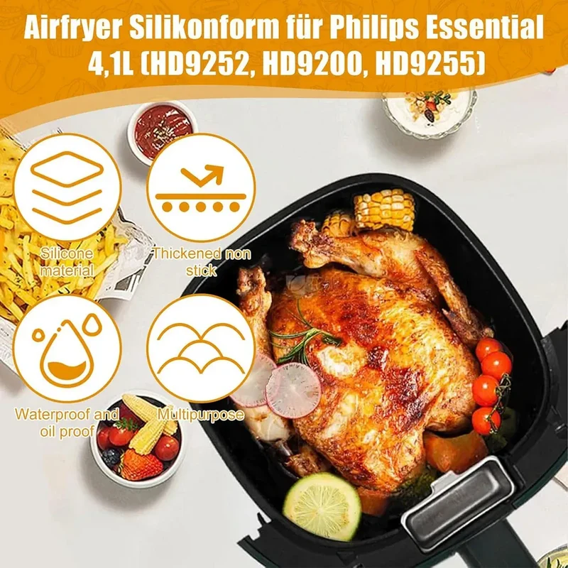 Moule Silicone Air Fryer Réutilisable Rond 17 cm - Lot de 2