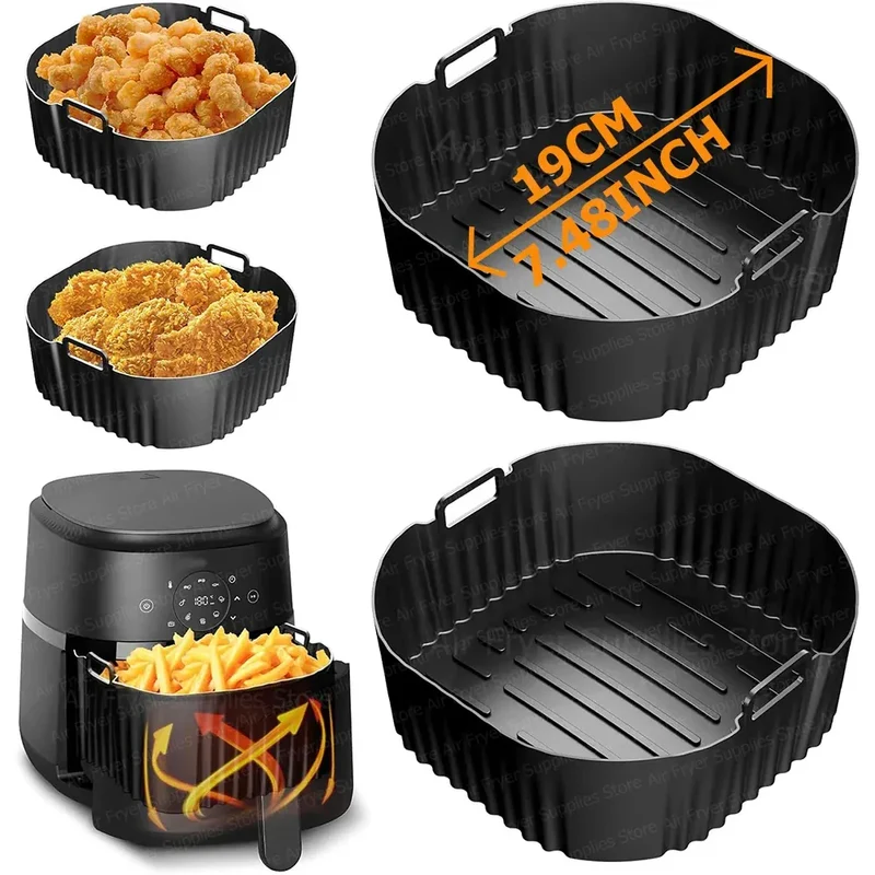 Moule Silicone Air Fryer Réutilisable Rond 19cm - Lot de 1 Pièce