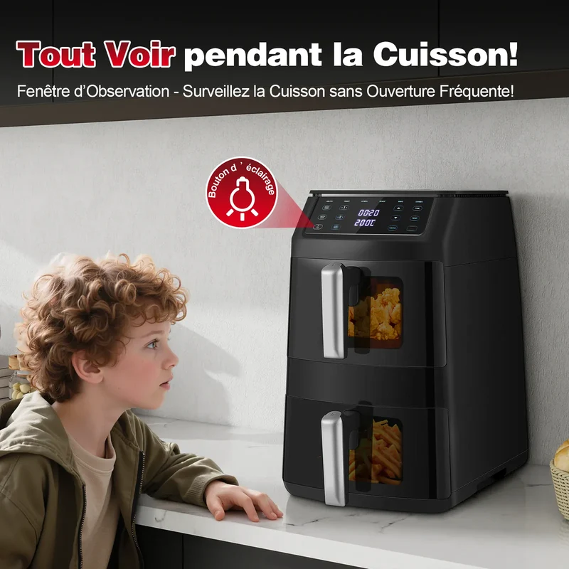 Air Fryer Double Panier 11L 2500W 6 en 1 Écran Tactile