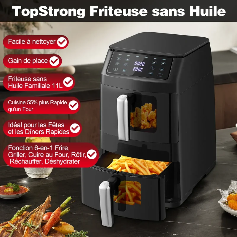 Air Fryer Double Panier 11L 2500W 6 en 1 Écran Tactile