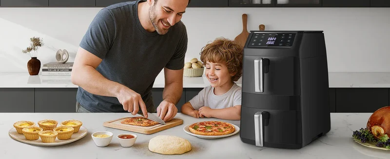 Air Fryer Double Panier 11L 2500W 6 en 1 Écran Tactile