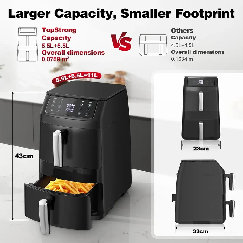 Air Fryer Double Panier 11L 2500W 6 en 1 Écran Tactile