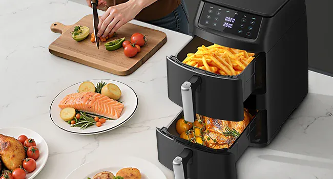 Air Fryer Double Panier 11L 2500W 6 en 1 Écran Tactile